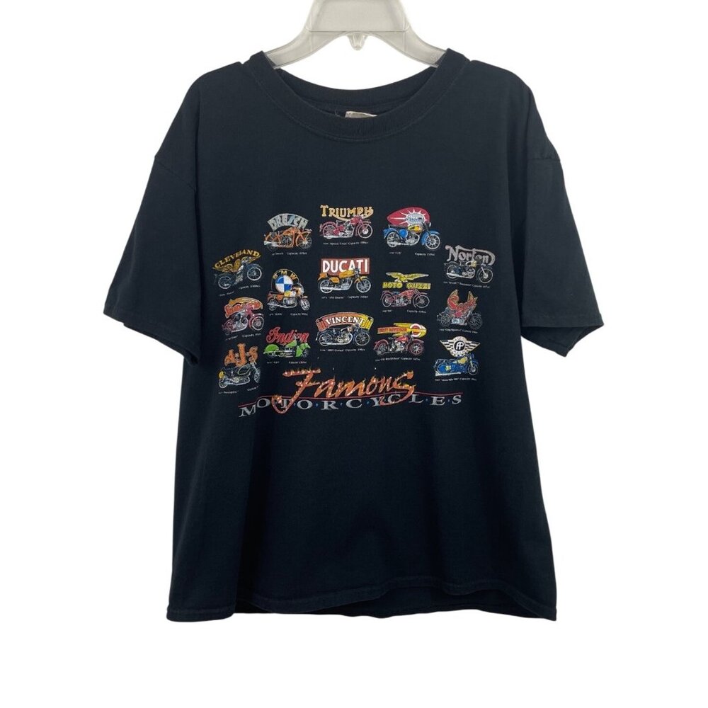 Vintage American Tradition Mens Size Medium Famous Motorcycles Black T-Shirt
